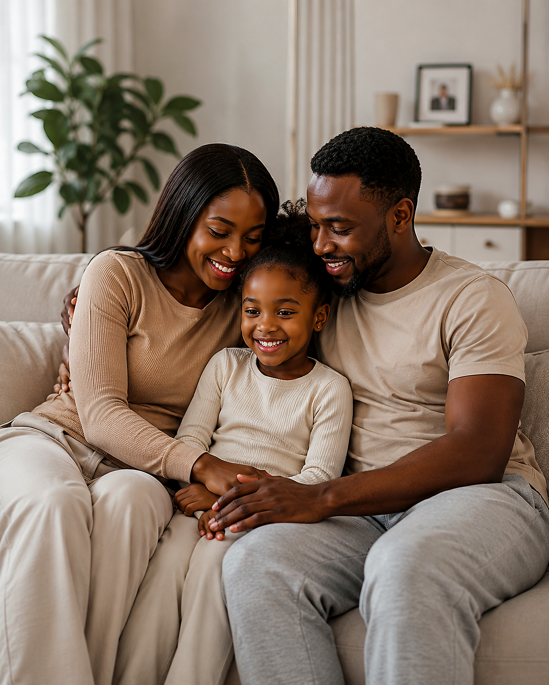 Family relaxing together at home
