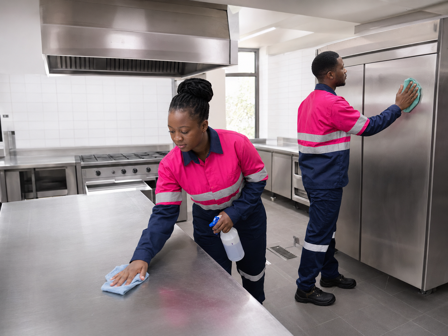 Sethakga commercial team detailing a professional kitchen