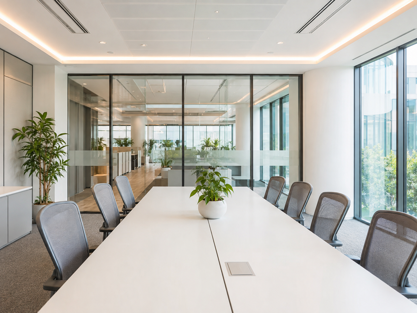 Clean and client-ready modern office boardroom