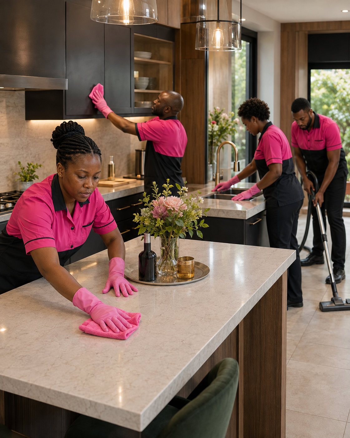 Sethakga deep-cleaning team working through a kitchen