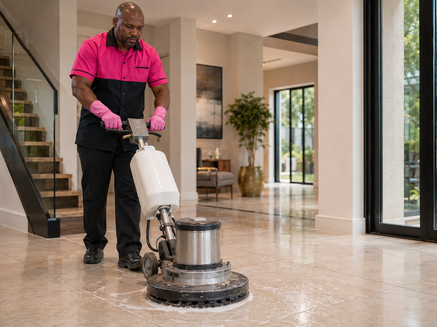 Sethakga cleaner machine-scrubbing tiled floors
