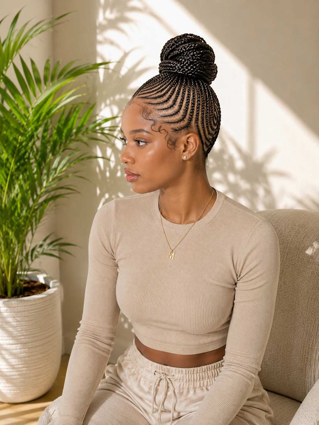 Braided bun hairstyle